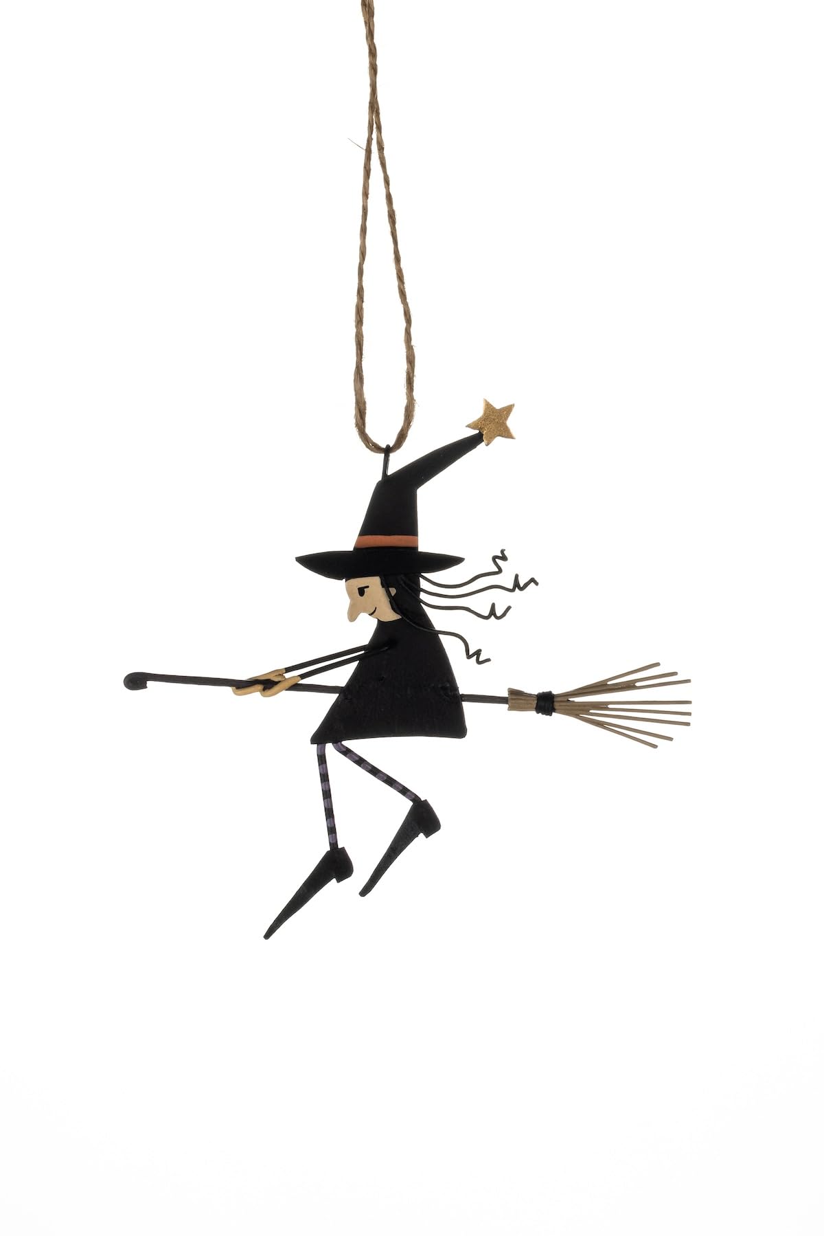 Shoeless Joe Metal Witch on Broomstick Halloween Decoration