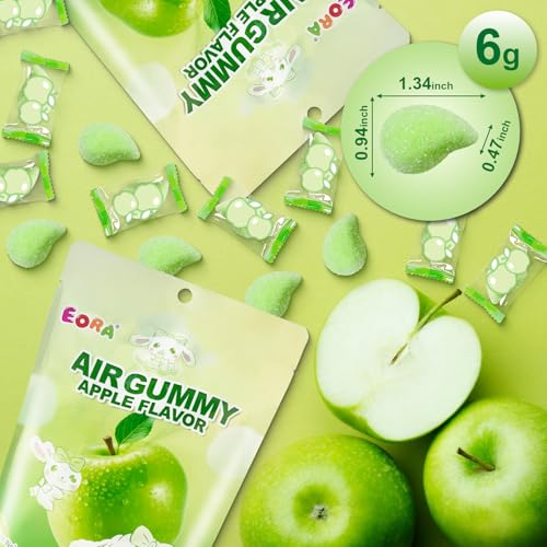 Image of Soft & Chewy Candy, Foam Marshmallows Gummies Candy Bulk, Sweet & Sour Chews Candies Gummy, Natural Dyes & Flavors, Major Allergy Friendly, Gluten Free, Individually Wrapped Fruity Snack Pack (Apple)