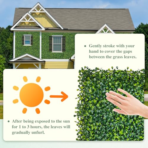 Image of ODTORY Artificial Boxwood Roll Panels, 6 FT X 12 FT(72 sqft) Yellow Green | UV-Anti Fake Ivy Vine Hedge Covering, Privacy Fence Screen, Faux Greenery Grass Wall Backdrop, Indoor /Outdoor Home Decor