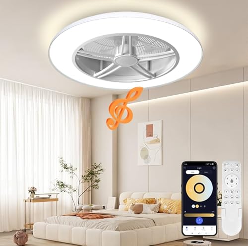 BAYSQUIRREL Low Profile Ceiling Fan with Light and Remote/APP Control,Bluetooth