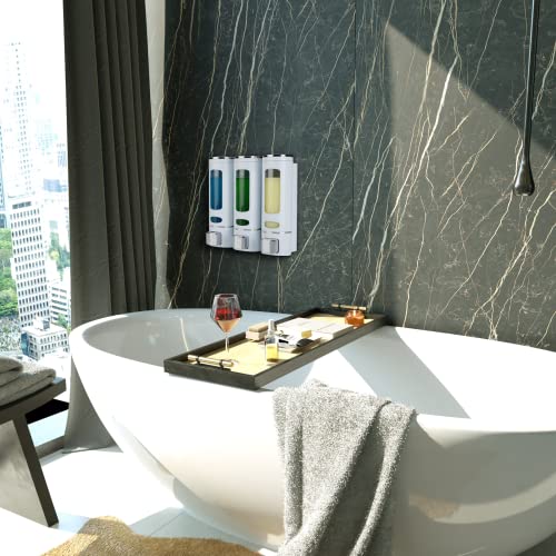 Nellyke Shampoo Dispensers For Shower Wall Mounted Soap Dispenser 3 Chambers Conditioner Body Wash Dispenser Set Clear With Glue(Or Wall Mounted By Screws),3 Chambers,White thumb #6