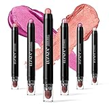 LUXAZA 6PCS Hot Pink Eyeshadow Stick Matte And Metallic ,Cream Shimmer Eye Shadow Pencil...