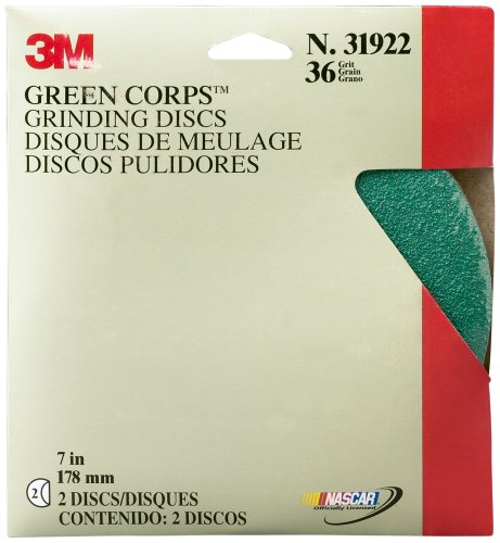 3M 31922 Green Corps 7" x 7/8" 36 Grade Grinding Disc (Pack of 10)