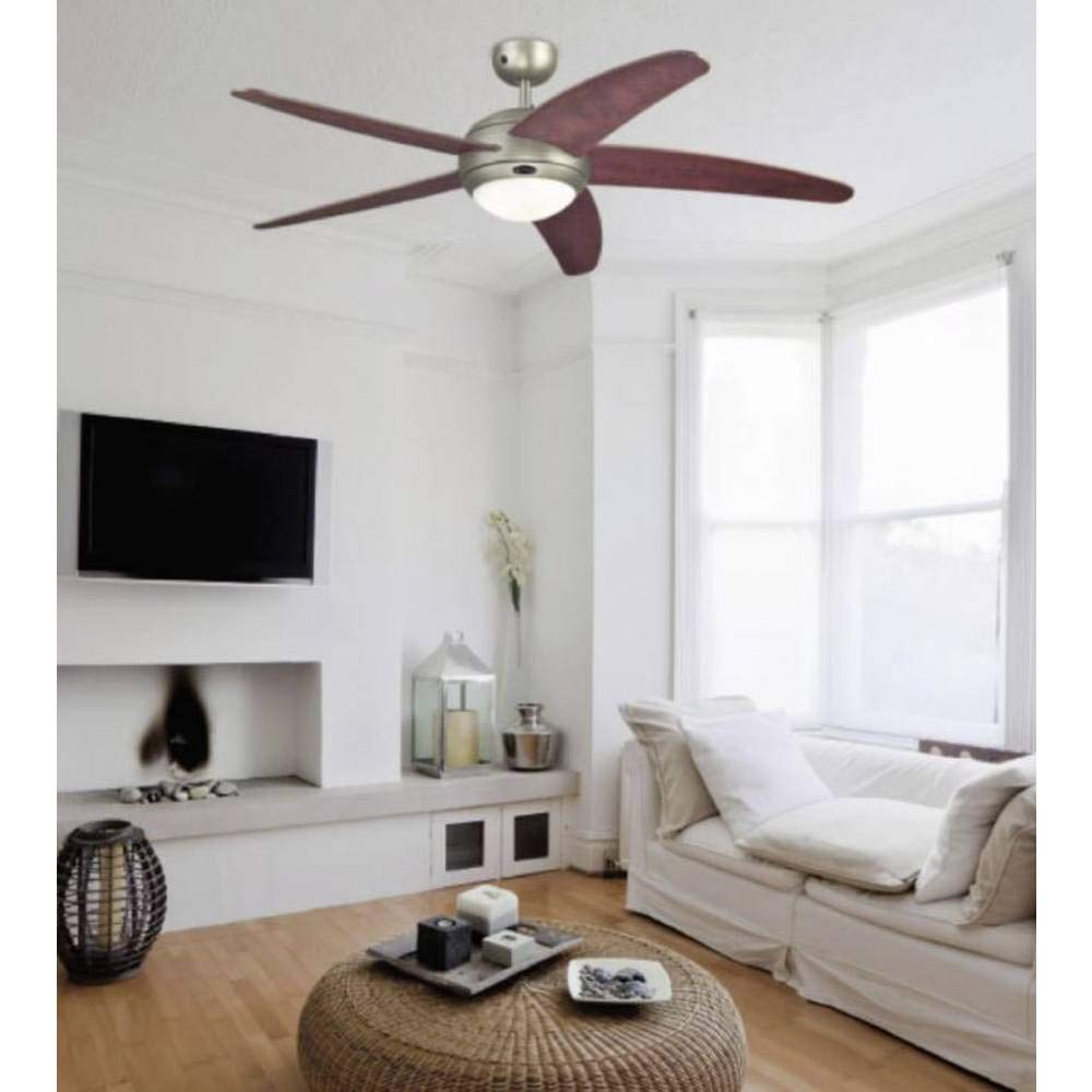 132 cm Deckenventilator Bendan 72564 mit Einzelleuchte und fünf Flügeln, Ausführung in dunklem Zinn mit Opalmilchglas