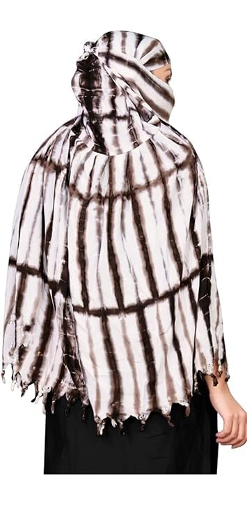 Image of Cotton Long Scarf Cum Mask Scarves Usable for Vehicle Driver | White Printed Design Fabric | Universal Size | Soft & Breathable Sun Protection | For Girl & Women