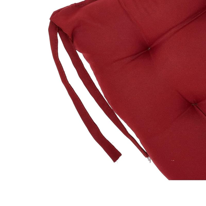 Image of Rajasthan Crafts Pack of 2 Chair Pad | Chair Cushion Pad | Microfiber Square Chair Pads with Ties | Seat Cushion for Chair Office, Sitting, Pooja, Dining & Office Tables (16x16 Inch, Maroon)