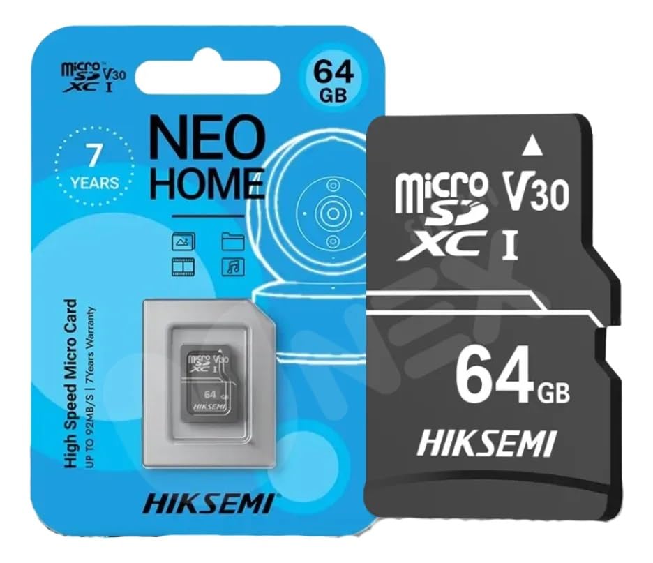 Cartão de Memória 64GB Hiksemi HS-TF-D1 92MB/s UHS-I Compatível com Câmeras Wi‑Fi, MicroSDHC/XC