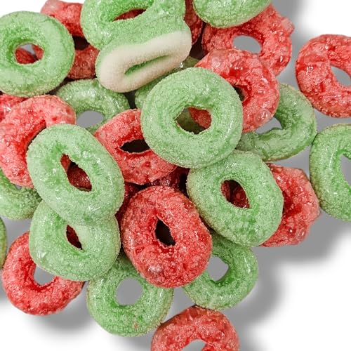 Freezologie Freeze Dried Apple and Strawberry Rings Gummy Candy UK Gift Pack of 33g