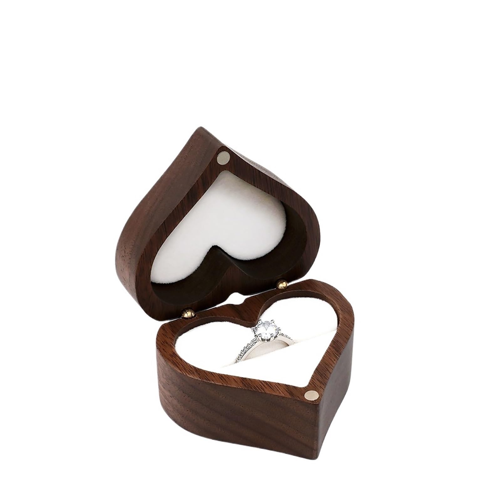 LCKKJHG Wedding Ring Box Heart-shaped Wooden Jewelry Box Proposed Jewellery Case Wedding Display Storage Organizer Earring Ring Necklace(Color 04,NO ENGRAVING)