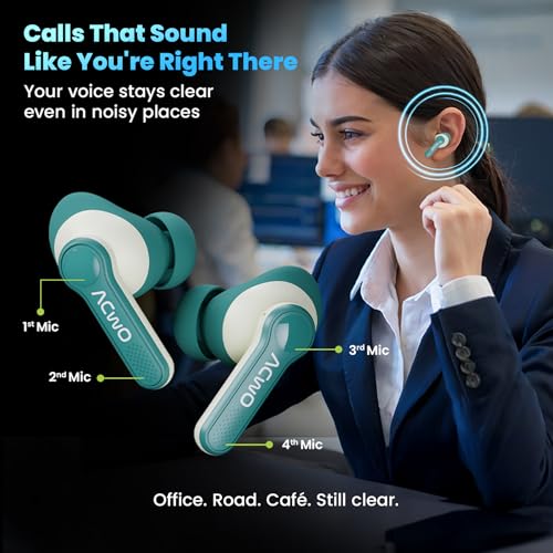 Image of ACwO Dwots 313 Wireless in Ear Earbuds | 65Hrs Playtime | 50Ms Low Latency | 3 Preset EQ Modes | IPX5 Water Resistant | Hyper Boost Charging - 10Mins Charge = 120Mins Playtime (Cool Green)