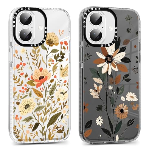 Xylota 2 Pieces Cover for iPhone 16 6.1 Inches, Transparent Aesthetic Flowers Designs Girls Women Case, Soft Silicone Slim TPU Bumper Shockproof Protective Case for iPhone 16, Brown 1 Xylota 2 Pieces Cover for iPhone 16 6.1 Inches, Transparent Aesthetic Flowers Designs Girls Women Case, Soft Silicone Slim TPU Bumper Shockproof Protective Case for iPhone 16, Brown 1