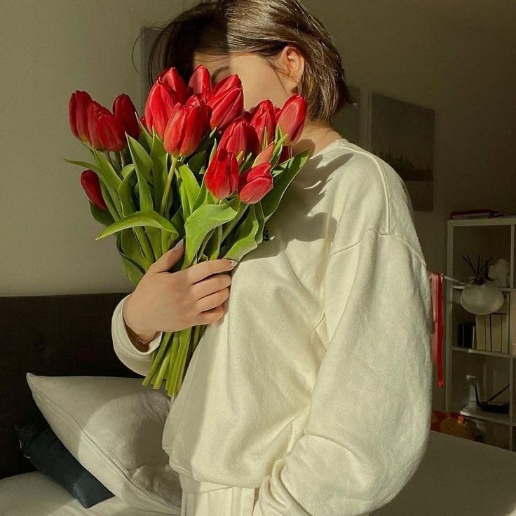 Image of Xtore inchSilk Tulip Bunch - Realistic Red Artificial Flowers for Home Decor (Pack of 10, RED)