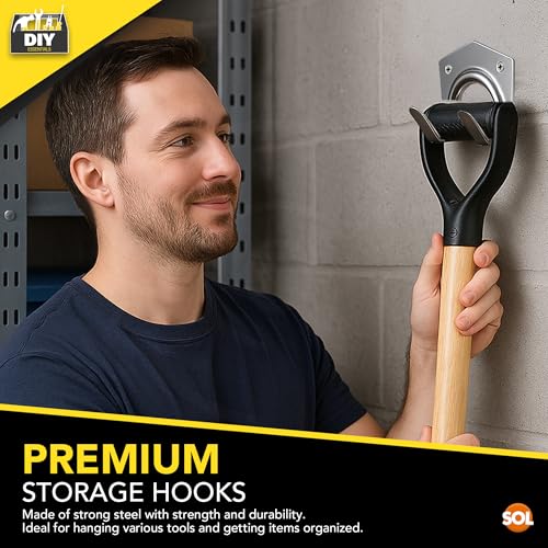 SOL 15pk DIY Tool Hooks for Shed, Metal Aluminum Garage Storage Hooks with 30pcs Screws, Durable and Rust-Resistant, Heavy-Duty Wall Hooks for Tools, Bikes, Ladders, and Garden Equipment 4 SOL 15pk DIY Tool Hooks for Shed, Metal Aluminum Garage Storage Hooks with 30pcs Screws, Durable and Rust-Resistant, Heavy-Duty Wall Hooks for Tools, Bikes, Ladders, and Garden Equipment - Image 4