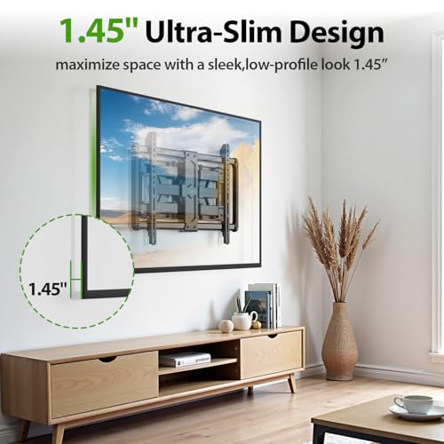 USX Mount Ultra Slim TV Wall Mount for 37-90 inch Flat Screen/LED/4K, Full Motion Wall Bracket with Dual Swivel Articulating Dual Arms, TV Mount for Max VESA 600x400mm, Fits 8"/16"/24" Studs