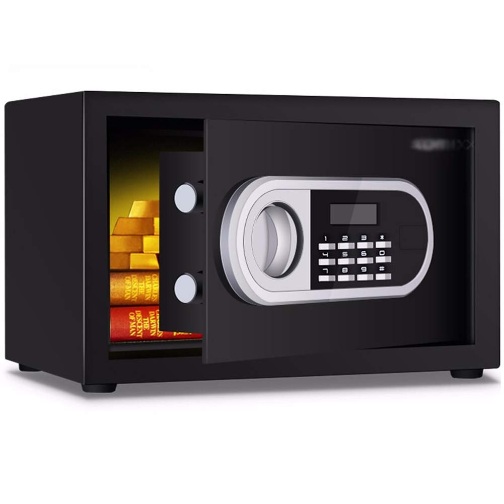 Digital Safe - 35x25x25cm Large Electronic Steel Safe with Keypad, 2 Manual Override Keys-Protect Money, Jewelry, Passports-for Home, Business or Travel,Black