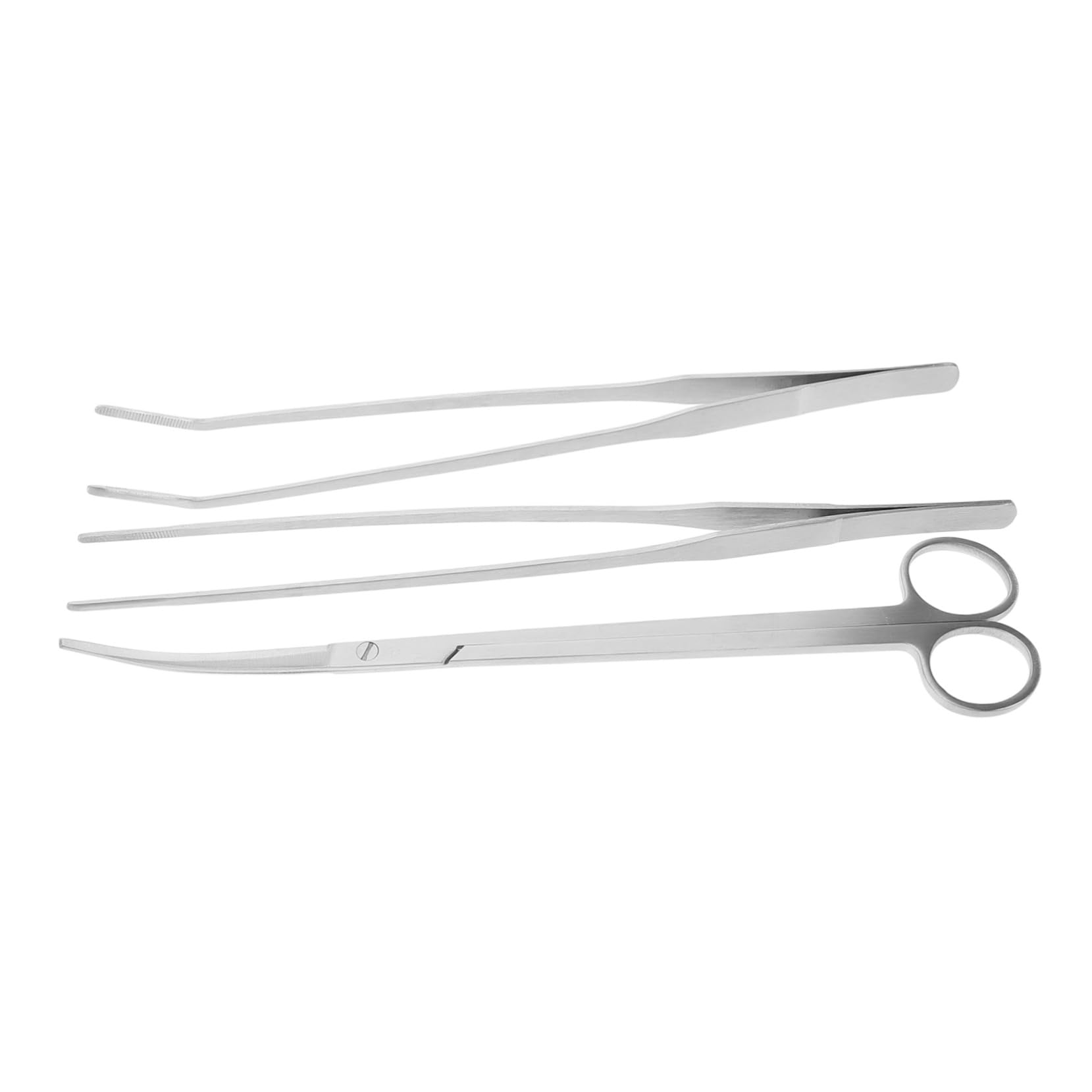 Abaodam 4 Ensembles Kit Outils de Nettoyage pour Aquarium de Outils Inoxydable pour Aquascaping Ciseaux Courbés Pince Droite Pince Courbée Plantes Aquatiques