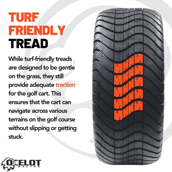 Ocelot P825 215/40-12 Golf Cart Tire | Low Profile Sidewall | 4-Ply | Turf or Pavement | All-Terrain Quality, Tubeless Non-Directional Tread | 12 Inch