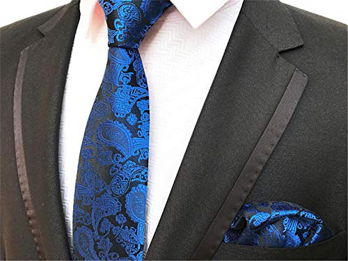 Lanfire Gravatas masculinas 4 peças, gravata de casamento masculina clássica gravata e bolso quadrad
