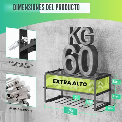 Miniatura 6 de Weldun Soporte De Pared Para Herramientas De 4 Herramientas Eléctricas, Soporte De Herramientas De 3 Niveles Con Soporte Lateral Para Destornilladores Laterales Para Garaje, Taller