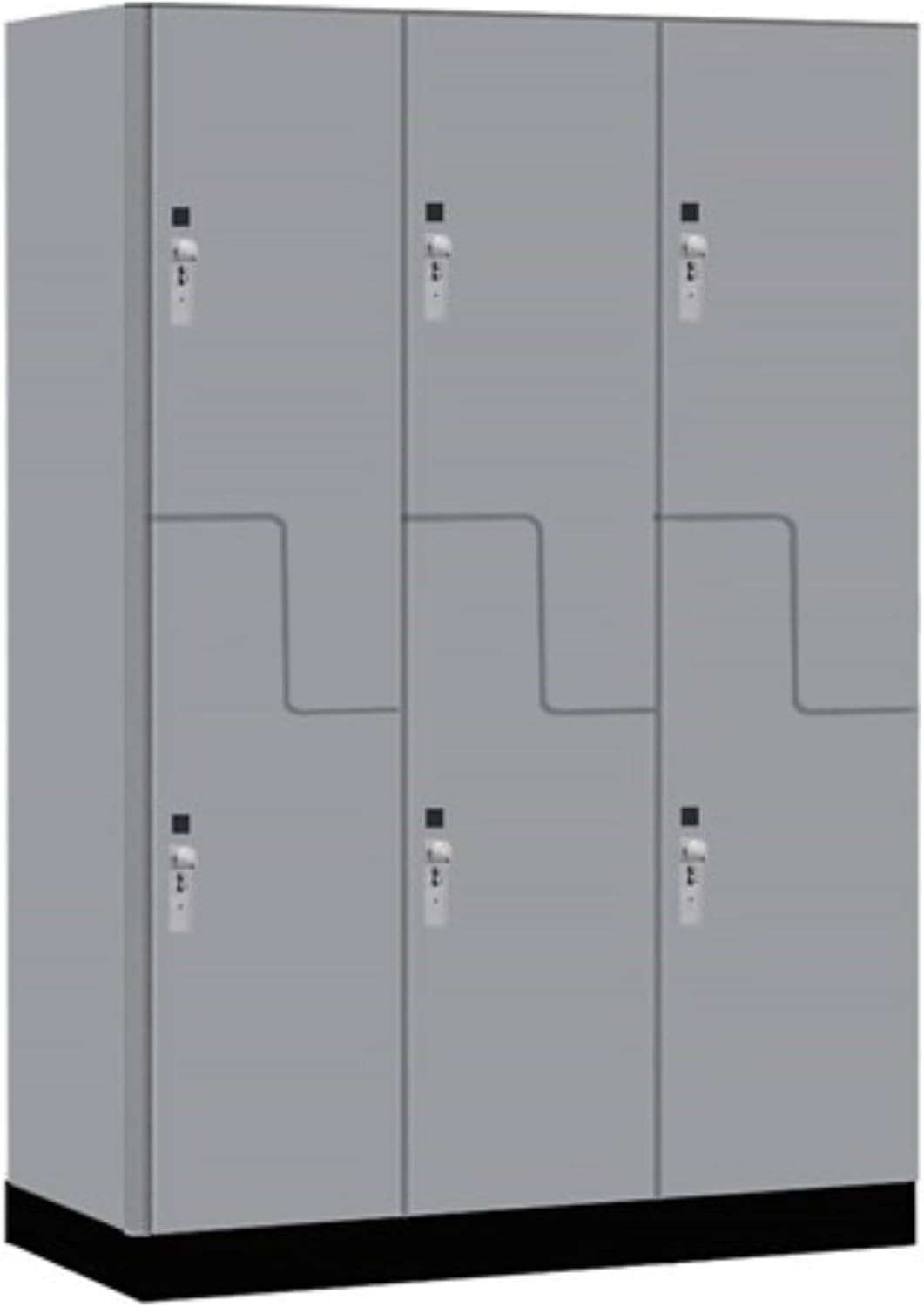Salsbury Industries 18" Wide Premier Wood Locker-Double Tier 'S' Style-3 Wide-6 Feet High-24 Deep-Winter Fog-Silver Hasps