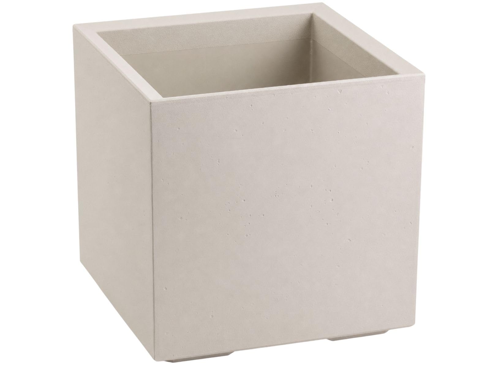 Macetero blanco 40 x 40 x 40 cm, con ruedas, estructura de hormigón, moderna, para jardín, balcón, terraza