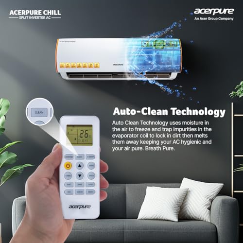 Image of Acerpure Chill Inverter Split Air Conditioner 1.5 ton 5 star, 4 in 1 convertible design with Anti-virus Filter, Blue Fin Technology Air Conditioner (White)