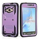 Asuwish Phone Case for Samsung Galaxy J1 2016/Amp 2/Express 3/Luna Cover Hybrid Shockproof Protective Cell Accessories Dual Layer Rugged Hard Bumper Drops Proof Slim Amp2 SM-J120A Women Men Purple