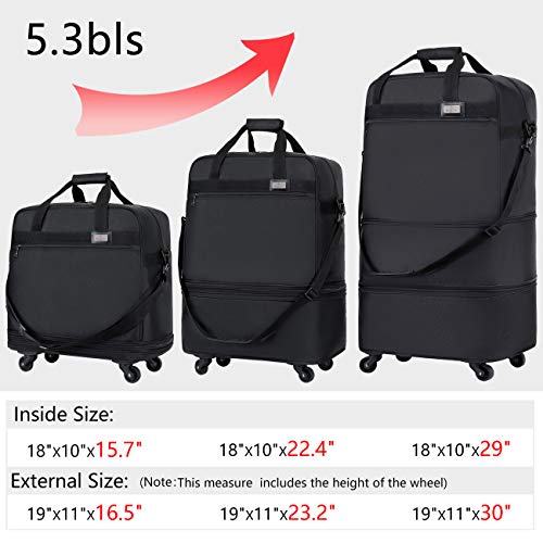 Ailouis Rolling Luggage Foldable Duffel Carry-on Bag For Travel Suitcase