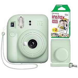 Fujifilm Instax Mini 12 Instant Camera + Minimate Custom Case + Fuji Instax Film 20 Sheets Twin Pack (Mint Green)