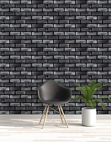Image of DWELLSINDIA Charcoal Bricks Self Adhesive Wallpaper, Waterproof, Scratch Resistant, Laminated (41cm x 244cm, Multicolour)