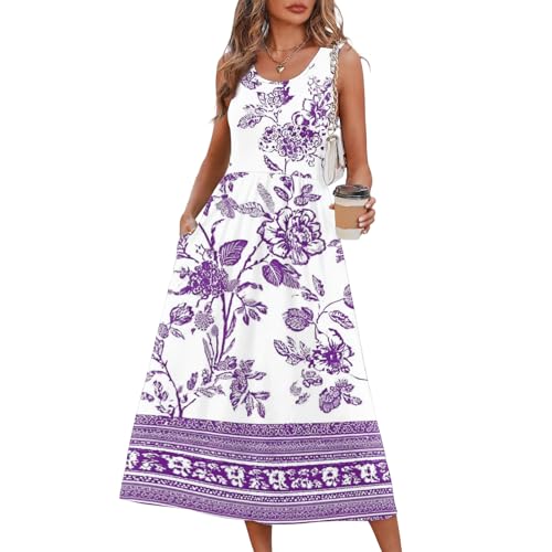 Robe sans manches femme imprimé floral aquarelle ample et légère midi