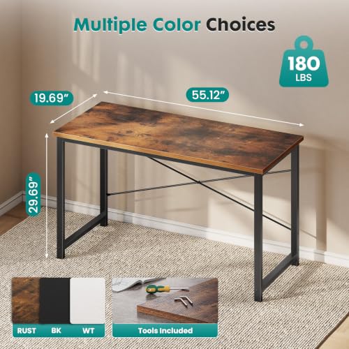 Image of OLIXIS 55-Inch Large Computer Desk for Home Office, Brown