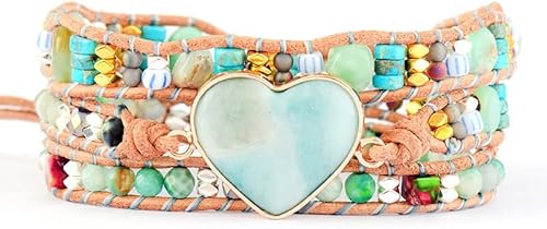 SofiaCreations Beaded Bracelets for Women Boho Natural Handmade Crystal Wrap Bracelet Jewelry (Amazonite)