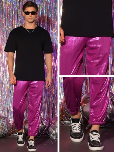 Lars Amadeus Metallic Pants for Men's Shimmering Disco Sparkle 80s Disco Sweatpants4