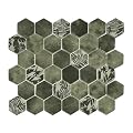 8-Sheet Blue Hexagon Glass Mosaic,Tiles for Kitchen Bathroom Shower