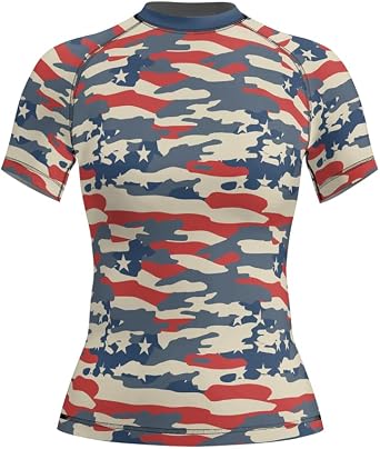 Patriot Short Sleeve Womens Rashguards BJJ Compression Shirt Wrestling Grappling MMA Fightwear