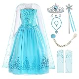 ReliBeauty Girls Sequin Princess Costume Long Sleeve Dress up, Light Blue (with Accessories), 4T (11