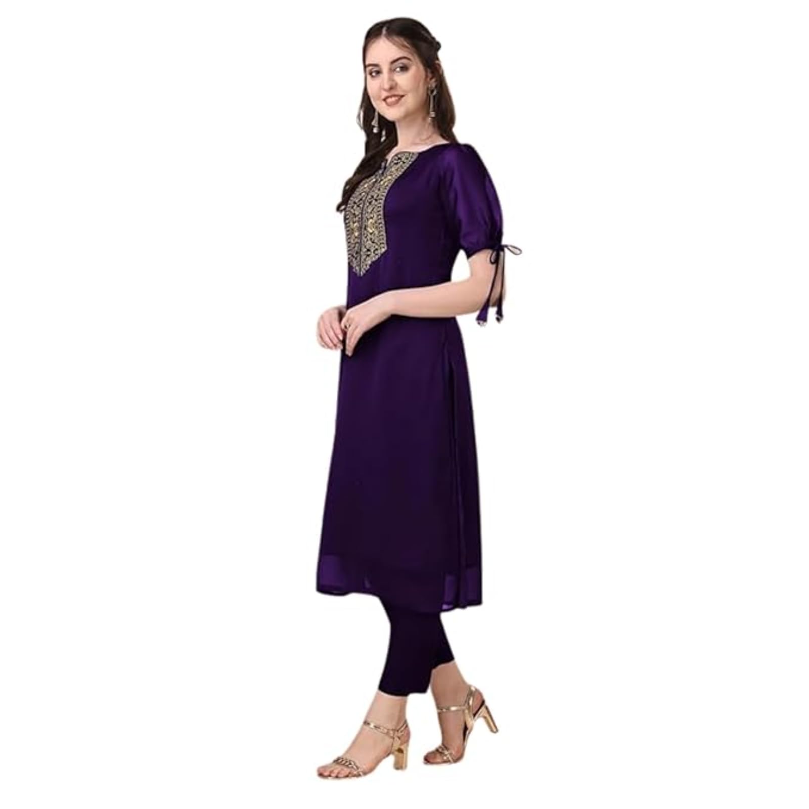 Women's Black Embroidered Silk Kurti with Short Sleeves and Elegant Design | Kurta Sets for Woman | kurtasets | Women Dress | Dress for Woman Dress for Stylish
