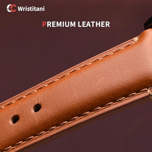 Image of Wristitani 3 Pack Leather Watch Strap, 19mm 20mm 21mm 22mm 24mm Top Genuine Leather Watch bands for Men, Quick Release Vintage Wristband
