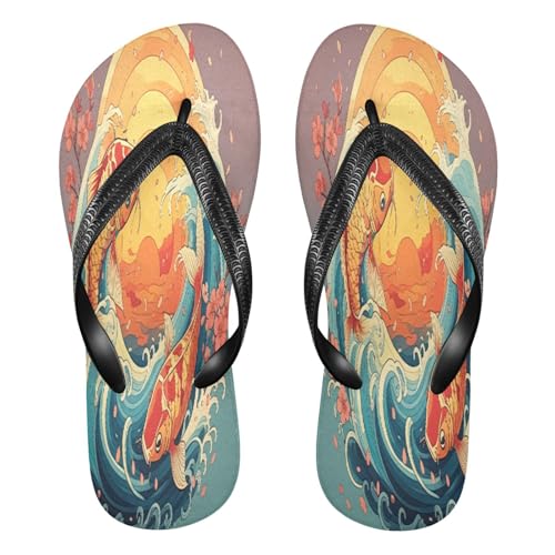 STAYTOP Two Beautiful Lucky Carp Flip Flops Sandals of Men's & Women's,Sandals Beach Slippers Shower Slides