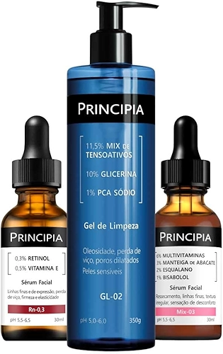 PRINCIPIA, Kit Gel de Limpeza Facial GL-02 + Mix-03 + Retinol