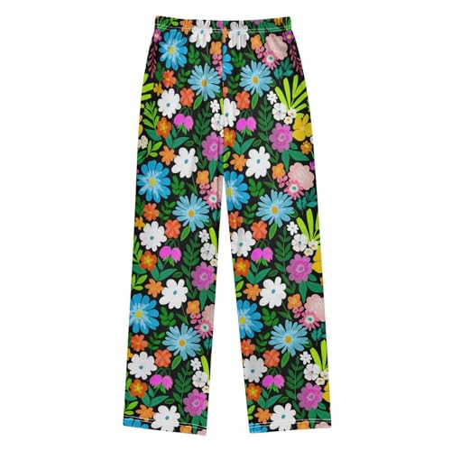 J JOYSAY Floral Leaf Artwork Dark Pajamas Pants Soft Long Pajama Bottoms Lounge Sleep Pants Size S-XL2