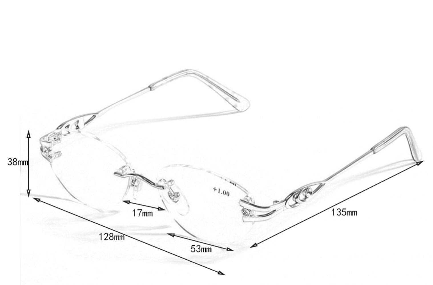 Lesebrille Sind Nah Und Fern,Smart Zoom Hd Alte Brille,Keine Randlesebrille Frauen Glasur/Transparent / +2.0