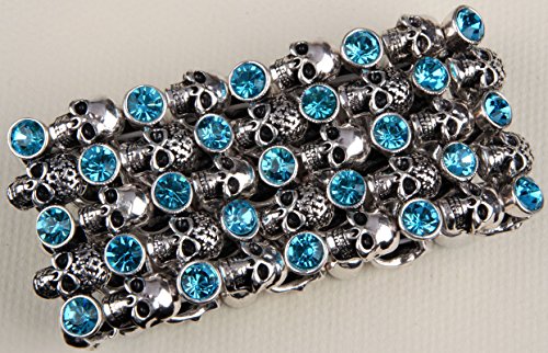 Yacq Women's Skull Stretch Cuff Bracelets - Elastic Band Fit Wrist 7 To 8 Inch - Lead & Nickle Free - Women Biker Jewelry #TOP1