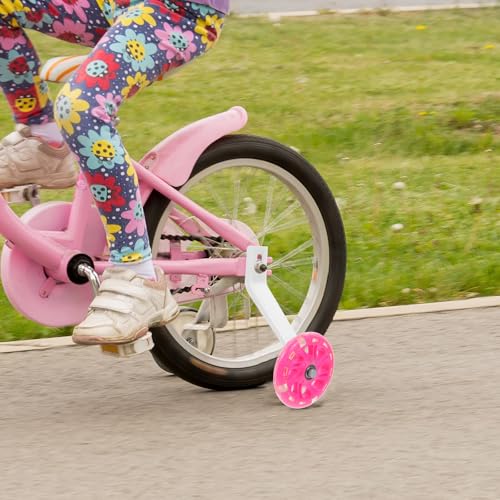 Ruedas de Entrenamiento Auxiliares para Bicicleta de 16 Pulgadas con Estabilizador Parpadeante y Soporte Trípode, Ruedas de Equilibrio Rosas para Niños miniatura 4