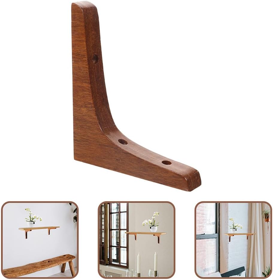 Uonlytech Wooden Shelf Brackets Heavy Duty L Shaped Bamboo Support 5.63X4.84 Inch Corner Bracket Holder for Floating Shelves Wall Mounted Storage in Kitchen Bedroom Office