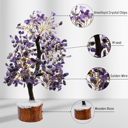 Image of Certified Amethyst Crystal Tree for Good Luck - Healing Crystals Money Tree for Wealth, Positive Energy at Home Office - Decorative Spiritual Gifts for Vastu, House Warming