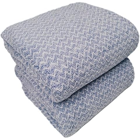 SOFTBATFY Microfiber Bath Towels, 2 Pack Lightweight,Super Fluffy and Fast Drying Towel for Travel, Fitness and Yoga (28" x 55", Stripe Wave-Blue) Cover