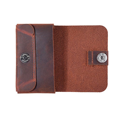 TXEsign Top Grain Genuine Leather Business Name Card Holder Case with Magnetic Closure (Reddish Brown)2