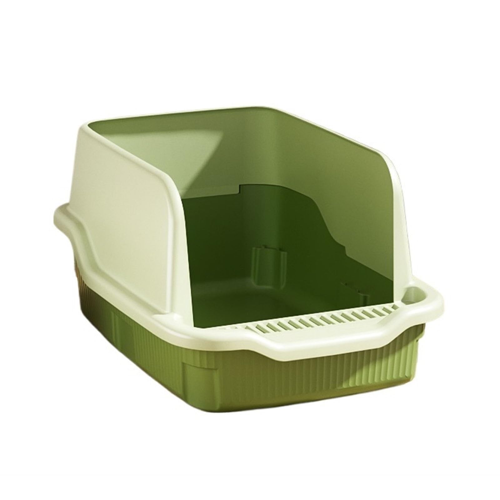Katzentoilette Katzentoilette aus Kunststoff mit Schaufel, Katzentoilette Oben offen mit hohen Seitenwänden, kein Auslaufen, leicht zu reinigen Auslaufsicher, einfache Reinigung(Green)